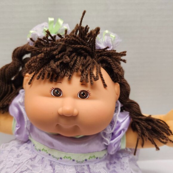 Cabbage Patch Kids Doll 1978 2004 Vintage Purple Outfit Dress Shoes Bows CPK - Picture 8 of 15